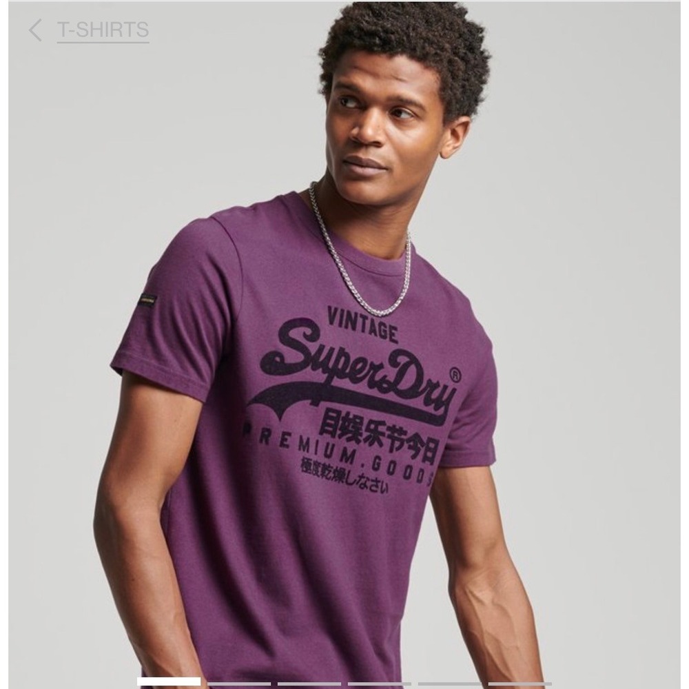Superdry T-Shirt Men 2XL Purple Excellent Vintage Logo Graphic M1011216A